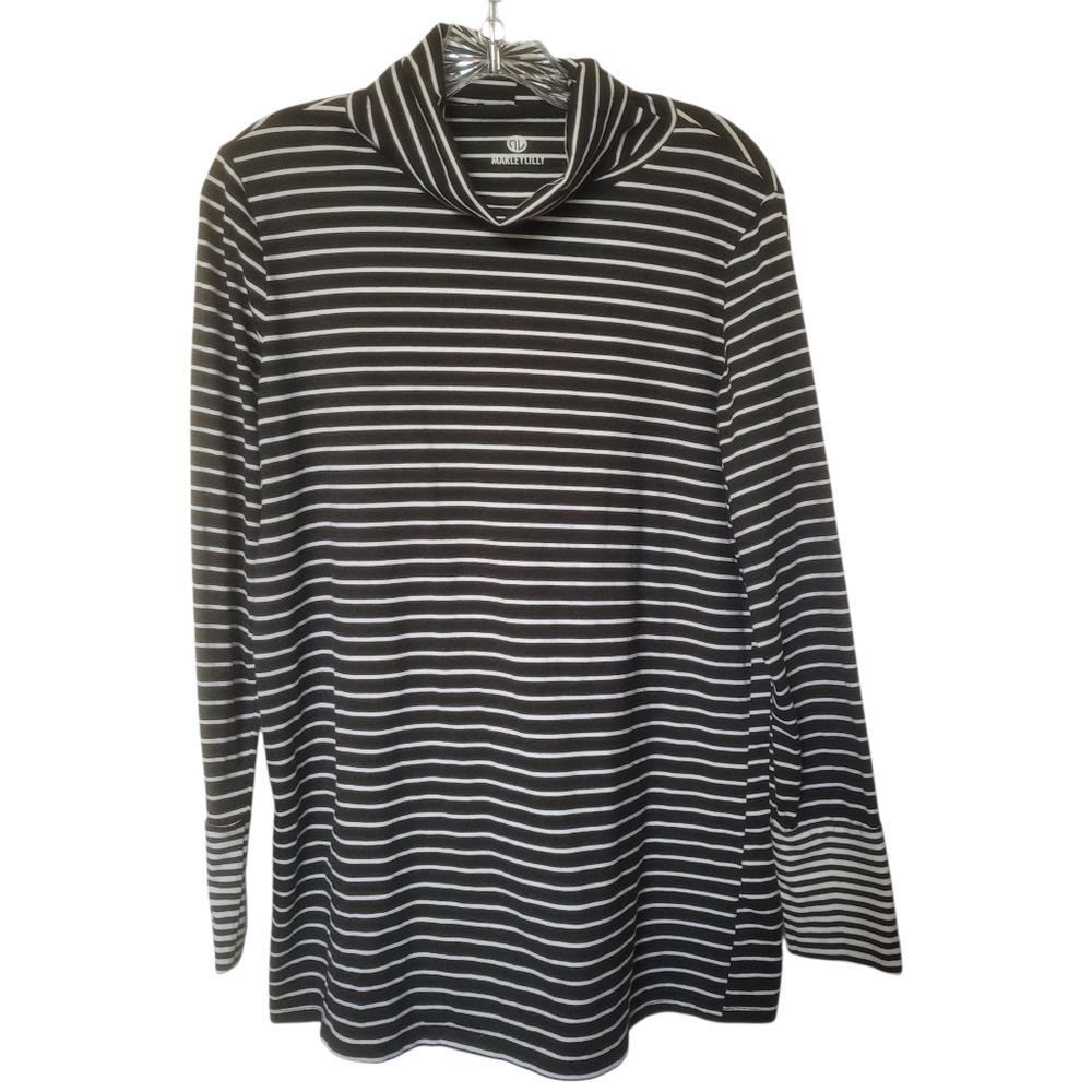Marley Lilly Womens Long Sleeve‎ Turtleneck Size Large Stripes